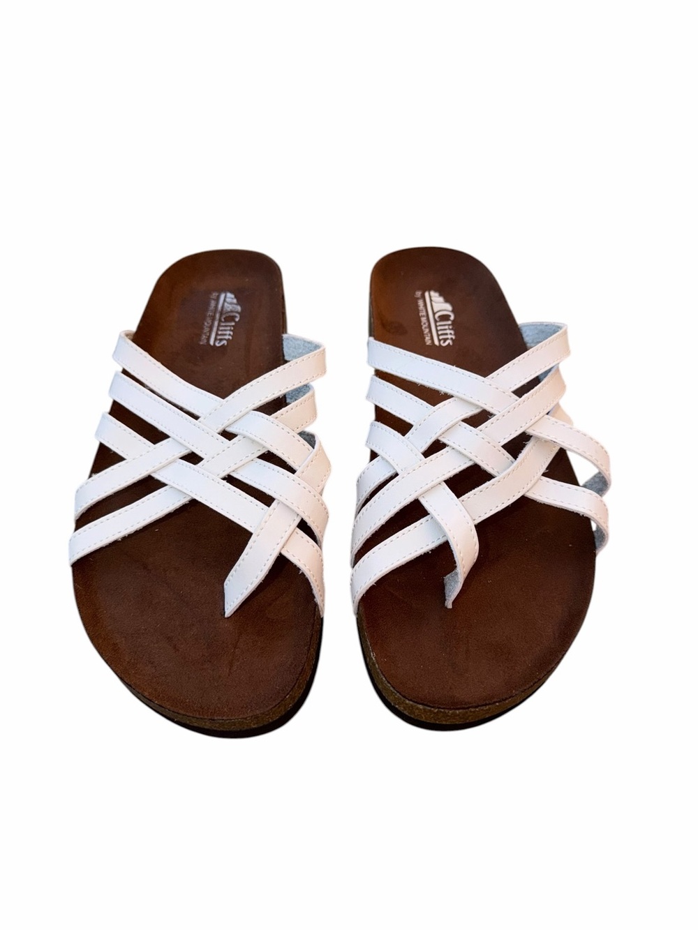 Cliffs by White Mountain Women’s White Multi-Strap Slide Sandals Size 9 NWOT